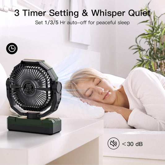 FRIZCOL 3-in-1 Camping Fan - Portable Fans Rechargeable - 24000mAh